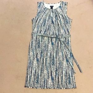 Ann Taylor White & Blues Strapless Midi Dress